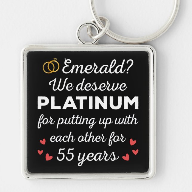 55th Wedding Anniversary I - Emerald Funny Couple Keychain (Front)