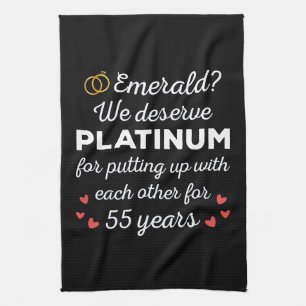 55th Wedding Anniversary I - Emerald Funny Couple Kitchen Towel