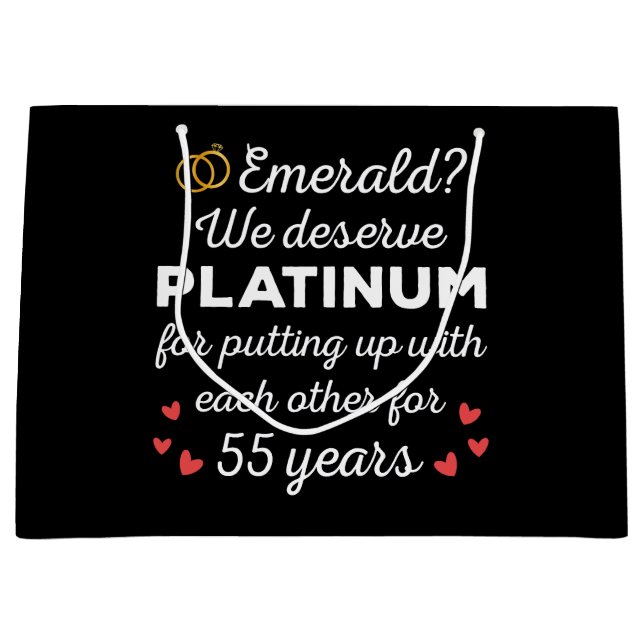 55th Wedding Anniversary I - Emerald Funny Couple Large Gift Bag (Front)
