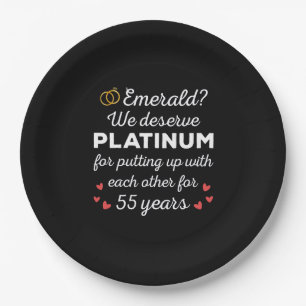 55th Wedding Anniversary I - Emerald Funny Couple Paper Plate