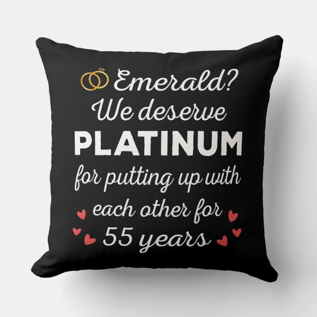 55th Wedding Anniversary I - Emerald Funny Couple Throw Pillow (Front)