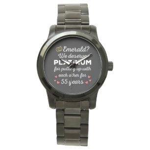 55th Wedding Anniversary I - Emerald Funny Couple Watch