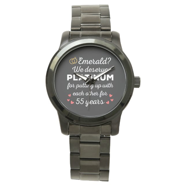 55th Wedding Anniversary I - Emerald Funny Couple Watch (Front)