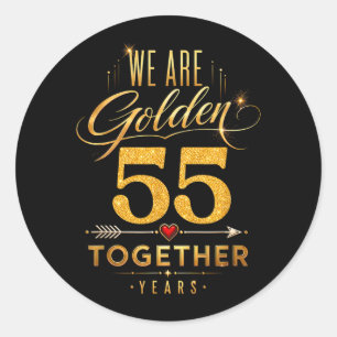 55th Wedding Anniversary Married Golden Together Classic Round Sticker