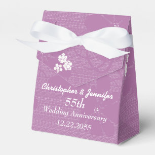 55th Wedding Anniversary Pastel Purple Floral Favor Box