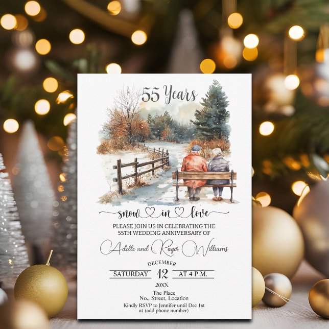 55th Wedding Anniversary Winter Landscape Romantic Invitation (Creator Uploaded)