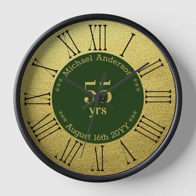 55yrs Retirement or Anniversary Personalized Round Clock (Front)