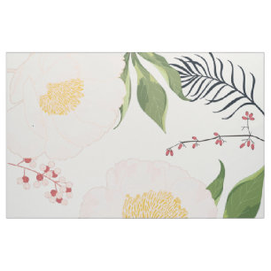 56" Inch Wide Cotton Fabric Baby Pink Cosmos on Wh
