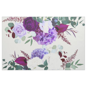 56" Inch Wide Cotton Fabric Lavender Hibiscus on W