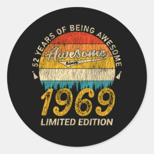 56 Year Old 1969 Retro Awesome 56th Birthday Gift Classic Round Sticker