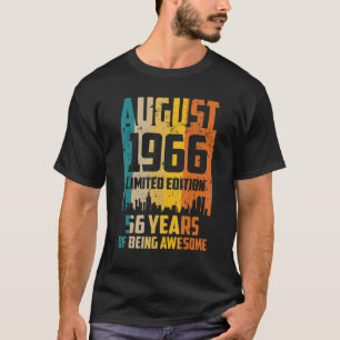 56th Birthday 56 Years Awesome Since August 1966 V T-Shirt