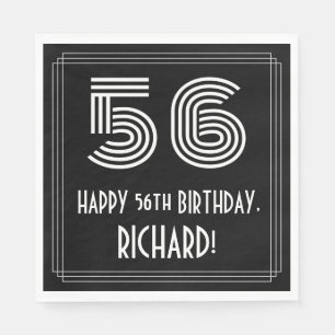 56th Birthday: Art Deco Inspired Look "56" + Name Napkin