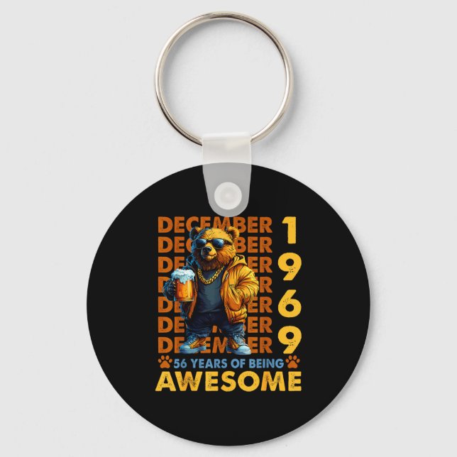 56th Birthday Bear Legends December 1969 56 Years  Keychain (Front)