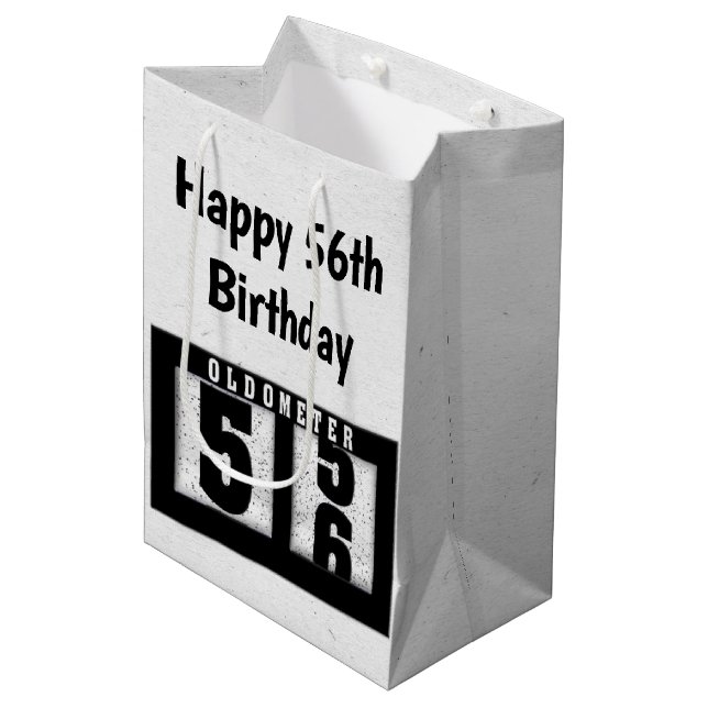 56th Birthday Black Odometer    Medium Gift Bag (Front Angled)
