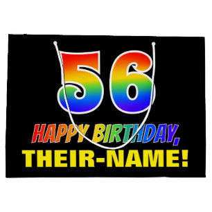 56th Birthday: Bold, Fun, Simple, Rainbow 56 Large Gift Bag