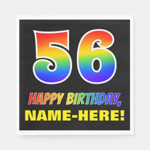 56th Birthday: Bold, Fun, Simple, Rainbow 56 Napkin