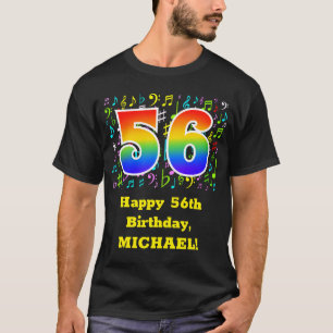 56th Birthday: Colourful Music Symbols, Rainbow 56 T-Shirt