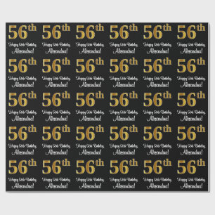 56th Birthday: Elegant Luxurious Faux Gold Look # Wrapping Paper