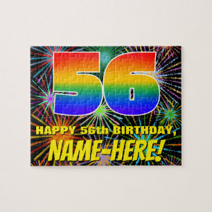 56th Birthday: Fun, Colourful Celebratory Firework Jigsaw Puzzle