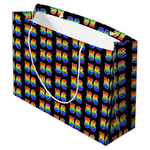 56th Birthday: Fun Rainbow Event Number 56 Pattern Large Gift Bag