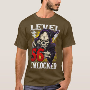 56th Birthday Gamer Skeleton Level 56 Unlocked Gam T-Shirt