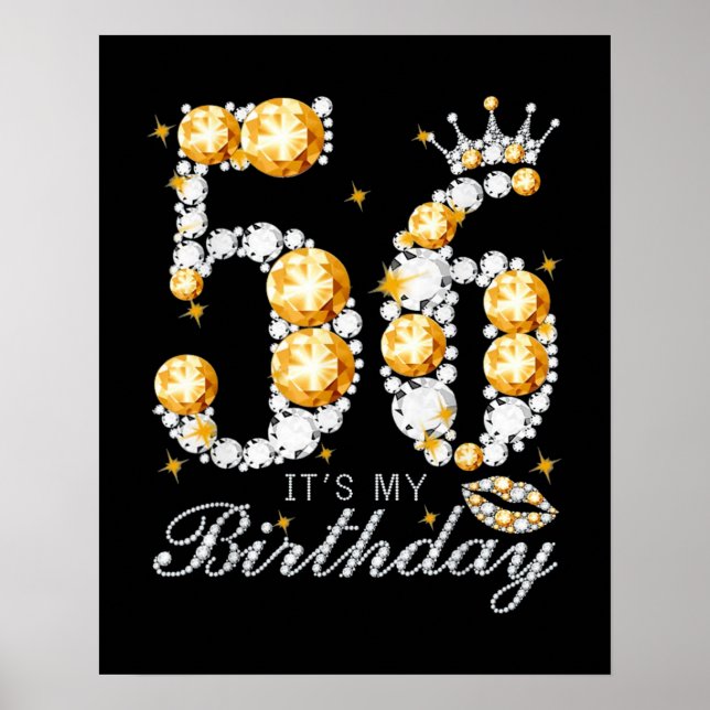 56th Birthday High Heel Shoes Crown Diamond Poster (Front)