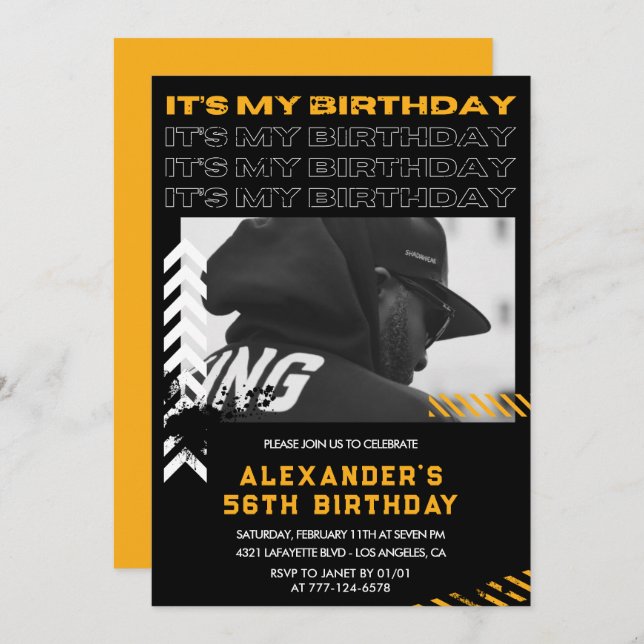 56th birthday invitations Men Photo Spray paint (Front/Back)