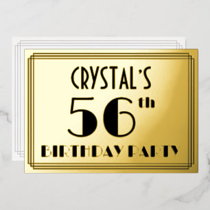 56th Birthday Party — Art Deco Look “56” + Name