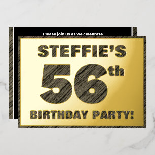 56th Birthday Party — Bold, Faux Wood Grain Text