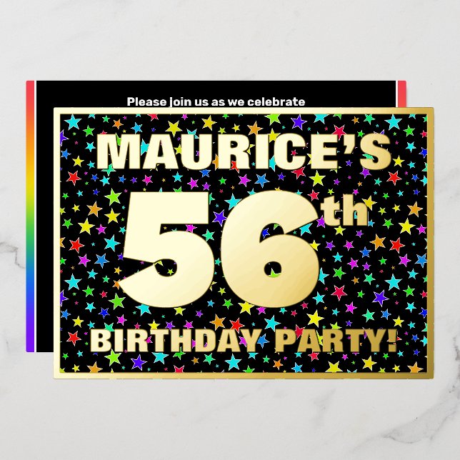 56th Birthday Party — Fun, Colourful Stars Pattern (Front/Back)