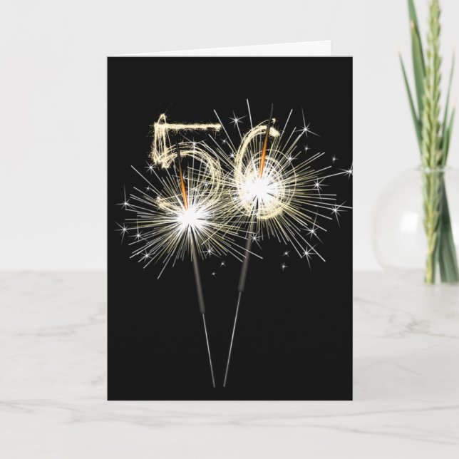 56th Birthday Sparklers on Black Card (Front)