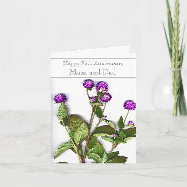 56th Wedding Anniversary Globe Amaranth Flower Card (Front)