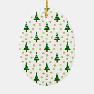 579 Cute Christmas tree and snowflake pattern.jpg Ceramic Ornament