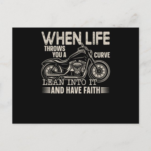 57.Biker When Life Throws You A Curve Lean Into It Announcement Postcard (Front)