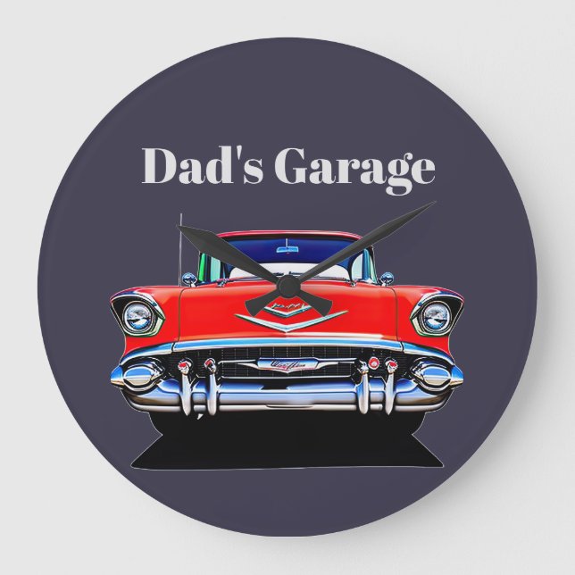 57 Chevy 1957 Chevrolet Classic Car Large Clock (Front)