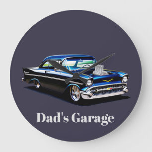 57 Chevy Classic Car Large Clock