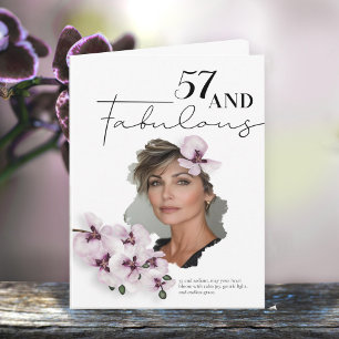 57 & Fabulous Orchid Photo Birthday Greeting Card