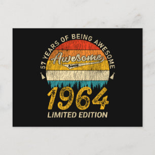 57 Year Old Bday 1964 Awesome Since 57th Birthday Postcard