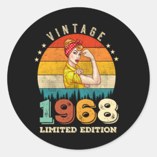 57 Year Old Bday 1968 Vintage 57th Birthday Women Classic Round Sticker