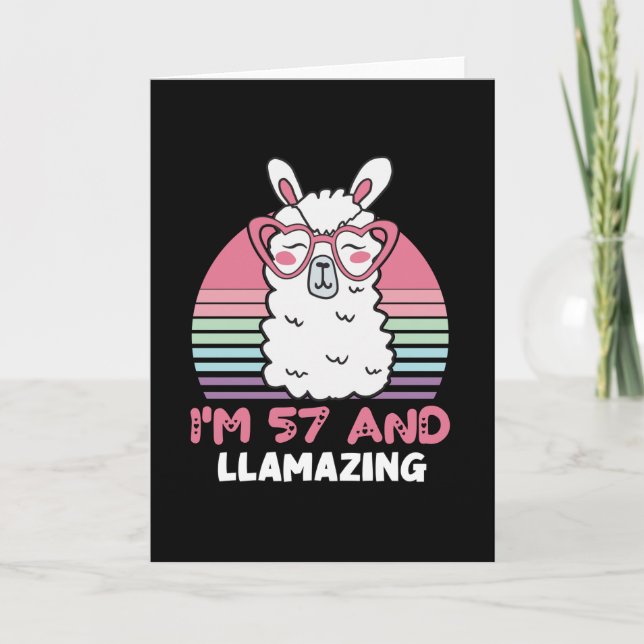 57 Year Old Bday Llamazing 57th Birthday Llama Card (Front)