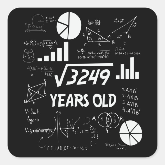 57 Year Old Bday Math Teacher 57th Birthday Gift Square Sticker (Front)