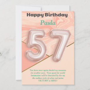 57 year old girls Happy Birthday card