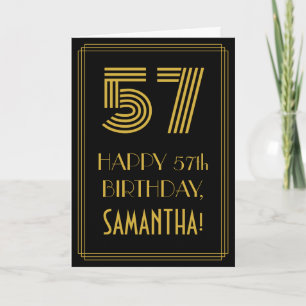 57th Birthday: Art Deco Inspired Look "57" & Card