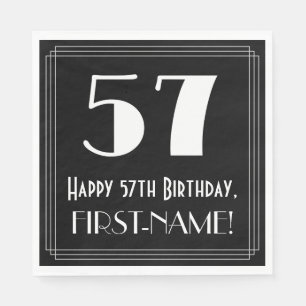 57th Birthday ~ Art Deco Inspired Look "57", Name Napkin