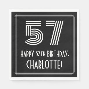 57th Birthday: Art Deco Inspired Look "57" + Name Napkin
