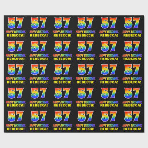 57th Birthday: Bold, Fun, Simple, Rainbow 57 Wrapping Paper