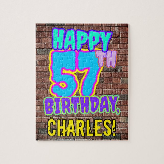 57th Birthday ~ Fun, Urban Graffiti Inspired Look Jigsaw Puzzle (Vertical)