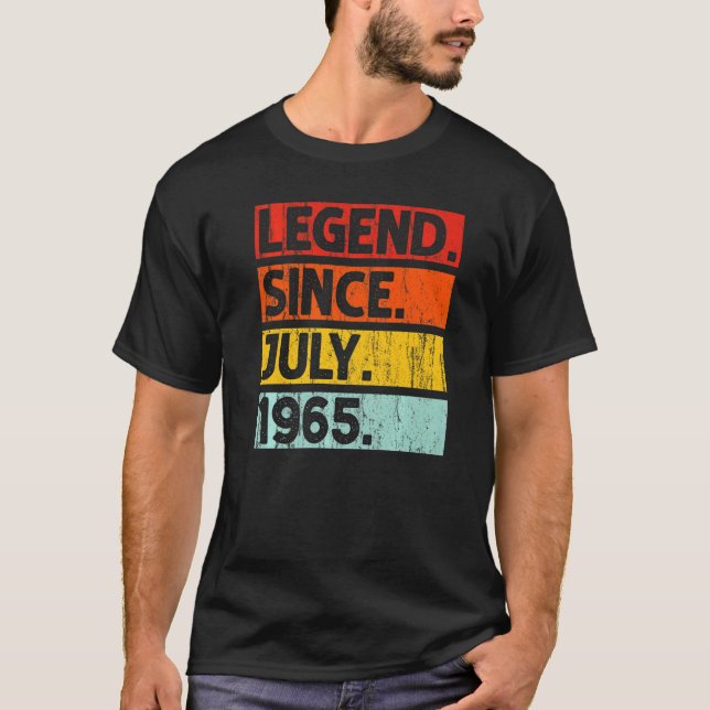 57th Birthday  Legend Since July 1965 57 Years Old T-Shirt (Front)
