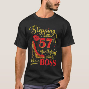57th Birthday Like a Boss Leopard Print 57 Years O T-Shirt