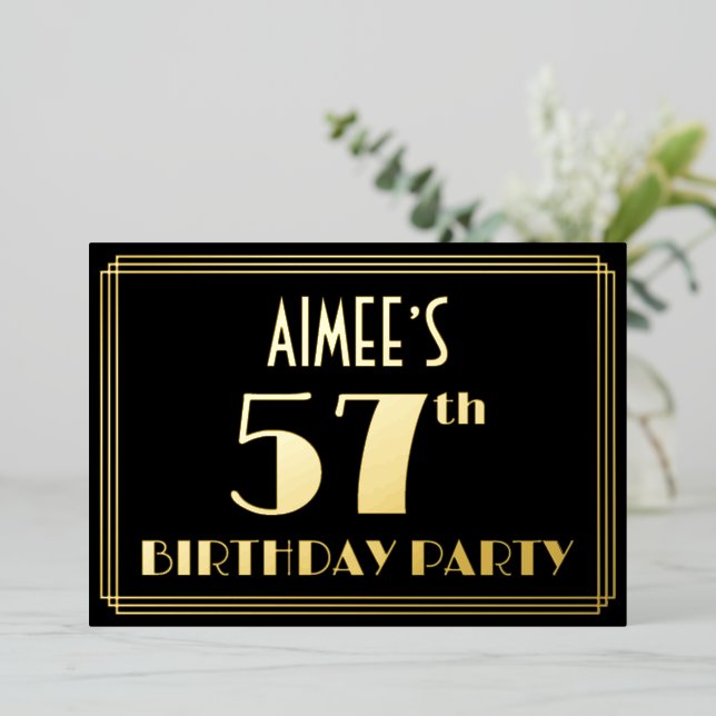 57th Birthday Party: Art Deco Look “57”, w/ Name (Standing Front)